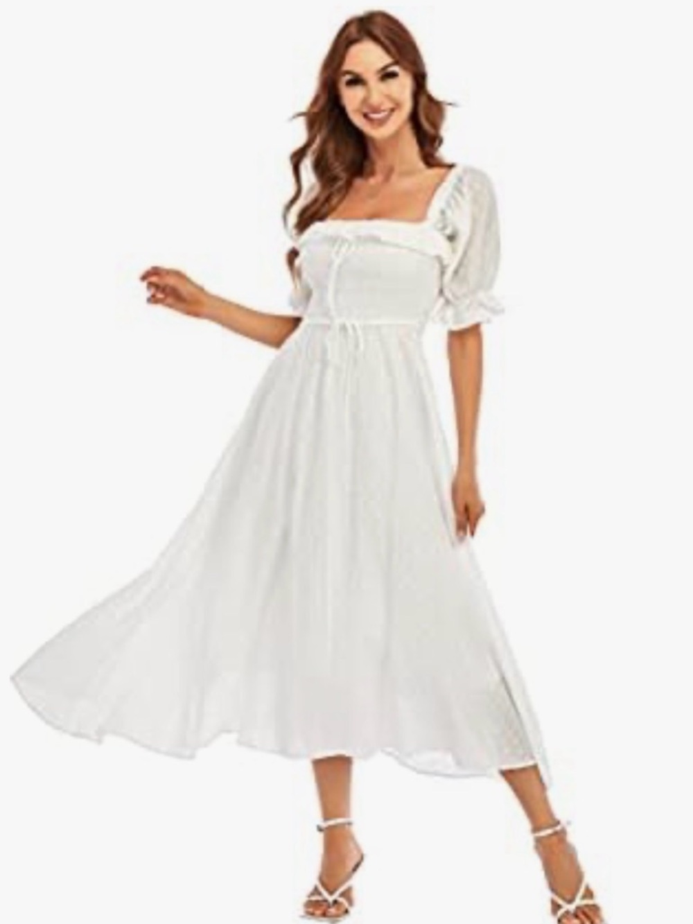 R Yiposha Prairy Milkmaid Midi Dress puff sleeve  Cotton Renaissance, Easter
